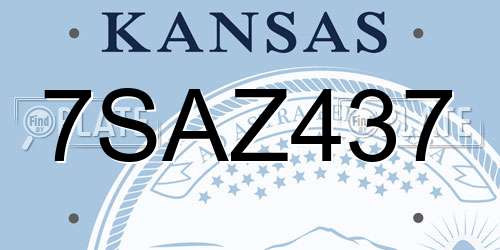 7SAZ437 Kansas License Plate