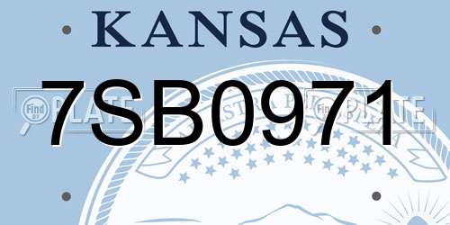 7SB0971 Kansas License Plate
