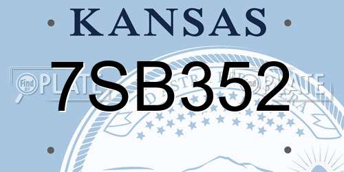 7SB352 Kansas License Plate