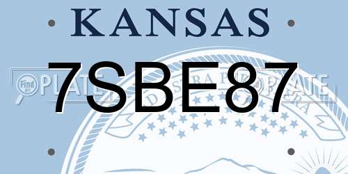 7SBE87 Kansas License Plate