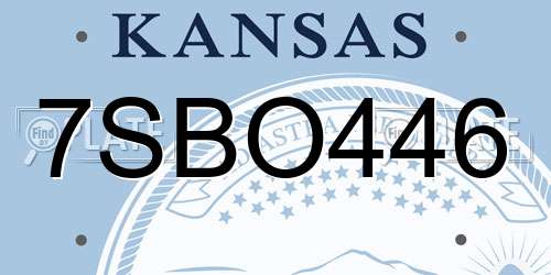 7SBO446 Kansas License Plate