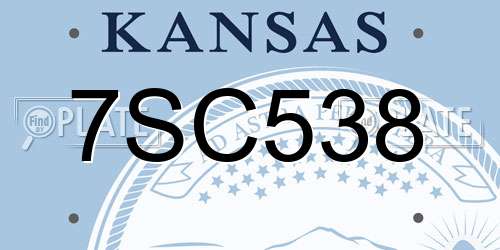 7SC538 Kansas License Plate