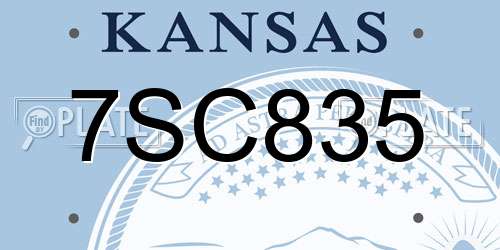 7SC835 Kansas License Plate