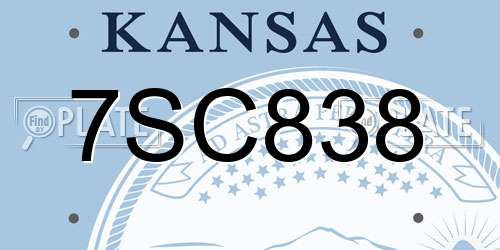 7SC838 Kansas License Plate