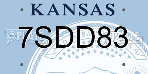 7SDD83 Kansas License Plate