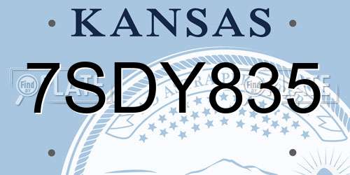 7SDY835 Kansas License Plate