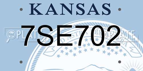 7SE702 Kansas License Plate