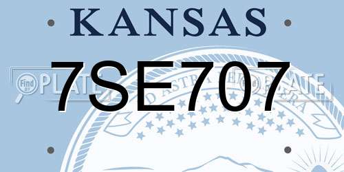 7SE707 Kansas License Plate