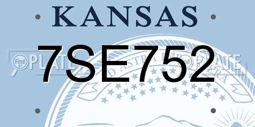 7SE752 Kansas License Plate