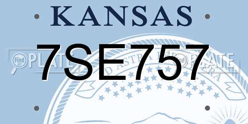 7SE757 Kansas License Plate
