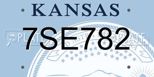 7SE782 Kansas License Plate