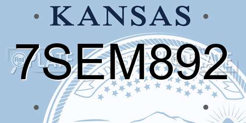7SEM892 Kansas License Plate