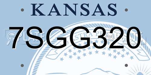 7SGG320 Kansas License Plate