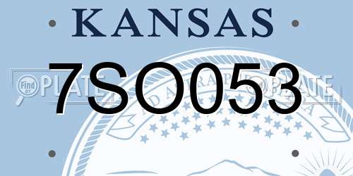 7SO053 Kansas License Plate