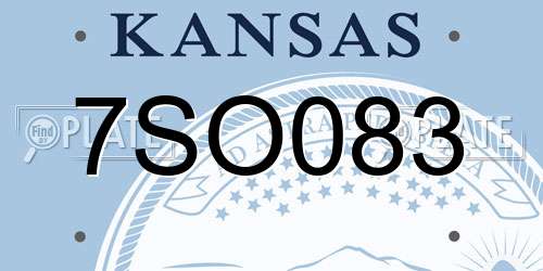 7SO083 Kansas License Plate