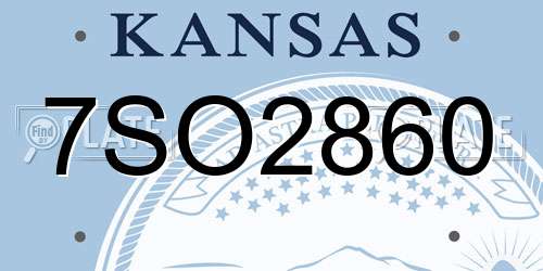 7SO2860 Kansas License Plate