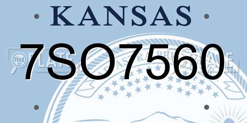 7SO7560 Kansas License Plate