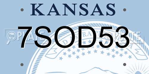 7SOD53 Kansas License Plate