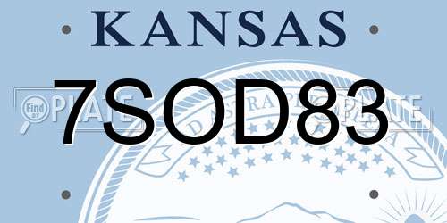 7SOD83 Kansas License Plate
