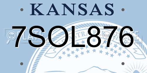 7SOL876 Kansas License Plate