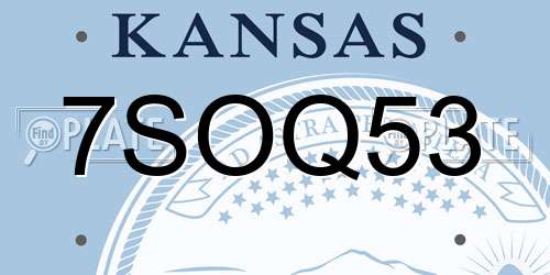 7SOQ53 Kansas License Plate