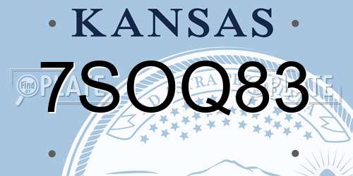 7SOQ83 Kansas License Plate