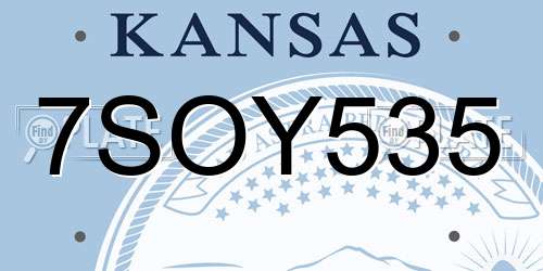7SOY535 Kansas License Plate