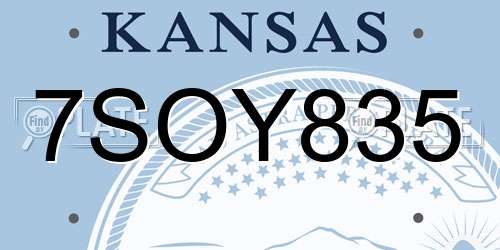 7SOY835 Kansas License Plate