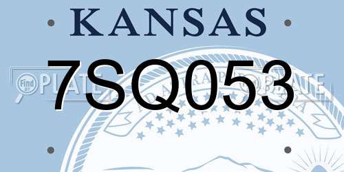 7SQ053 Kansas License Plate