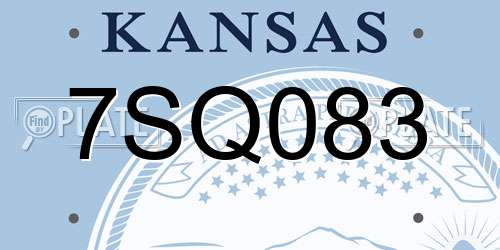 7SQ083 Kansas License Plate