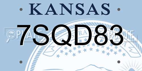 7SQD83 Kansas License Plate