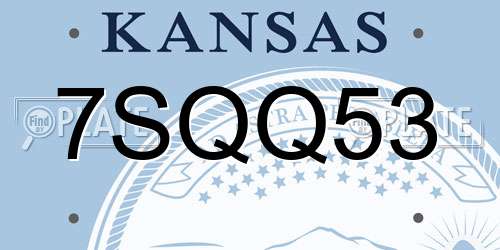 7SQQ53 Kansas License Plate