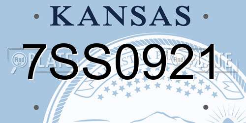 7SS0921 Kansas License Plate