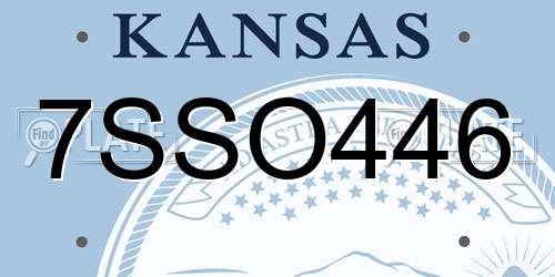 7SSO446 Kansas License Plate
