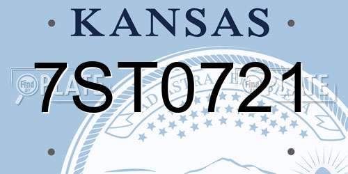 7ST0721 Kansas License Plate