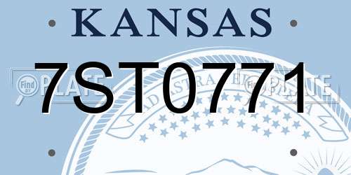 7ST0771 Kansas License Plate