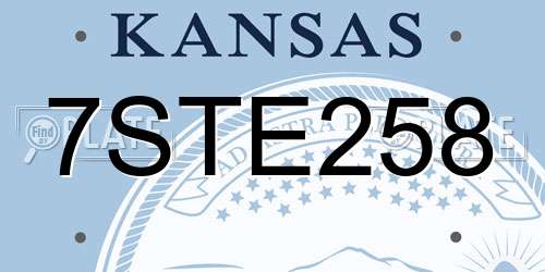 7STE258 Kansas License Plate