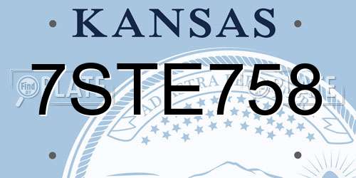7STE758 Kansas License Plate