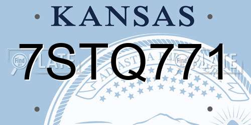 7STQ771 Kansas License Plate
