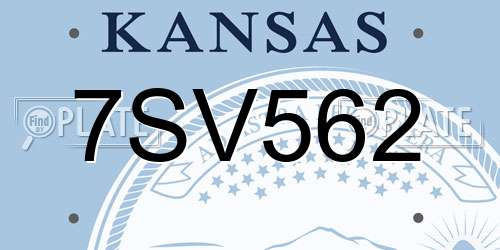 7SV562 Kansas License Plate
