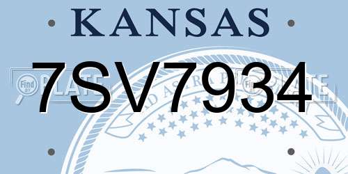 7SV7934 Kansas License Plate