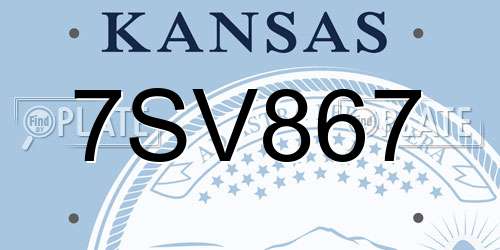 7SV867 Kansas License Plate