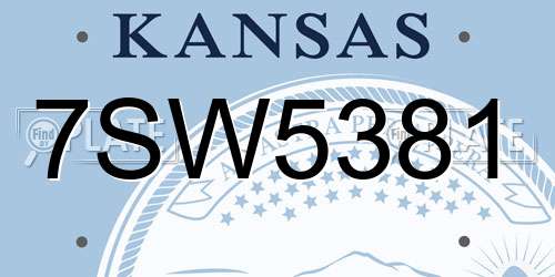 7SW5381 Kansas License Plate