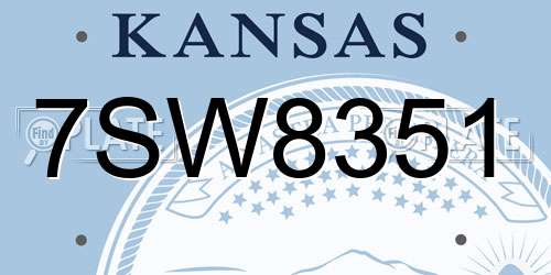 7SW8351 Kansas License Plate