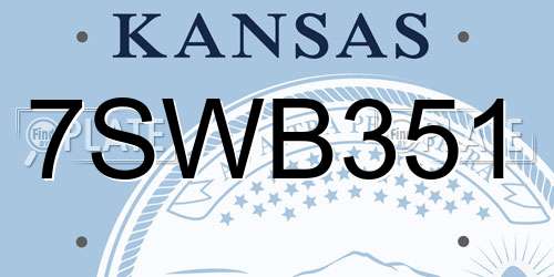 7SWB351 Kansas License Plate
