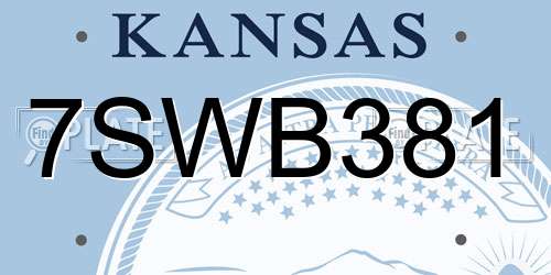 7SWB381 Kansas License Plate