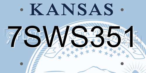 7SWS351 Kansas License Plate