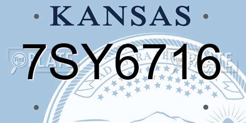 7SY6716 Kansas License Plate
