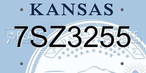 7SZ3255 Kansas License Plate