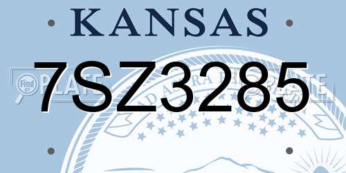 7SZ3285 Kansas License Plate